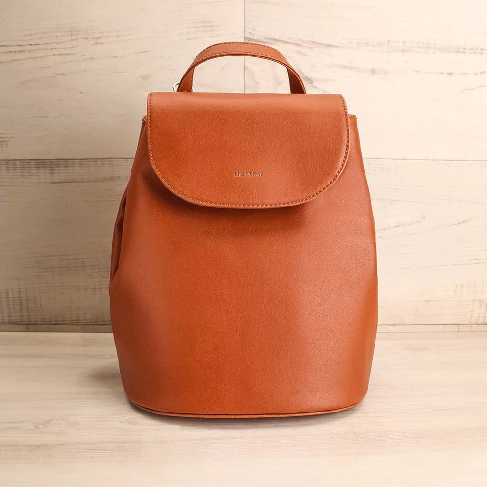 Matt & Nat Cognac Brown Vegan Leather Backpack